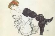 Egon Schiele Woman in Black Stockings (Valerie Neuzil) (mk12) painting